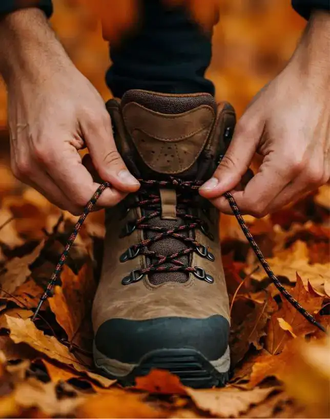 Orange hiking boots with rugged soles designed for outdoor terrain